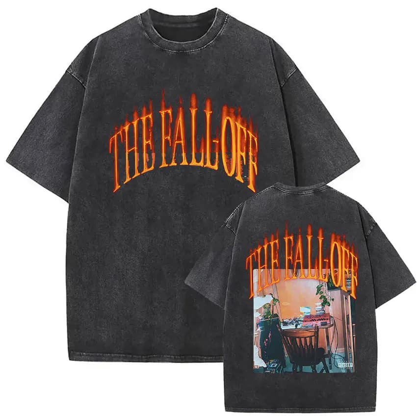 T-shirt Grafica Vintage Lavata J.Cole The Fall Off Album 2026 Uomo Donna Gotica Girocollo Moda Oversize Punk Streetwear