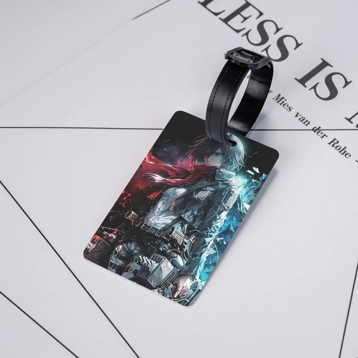 Etichette per Bagagli Anime Attack On Titan Mikasa Ackerman, Accessori per Valigie, Etichetta per Bagaglio da Viaggio, Porta Nome e Indirizzo