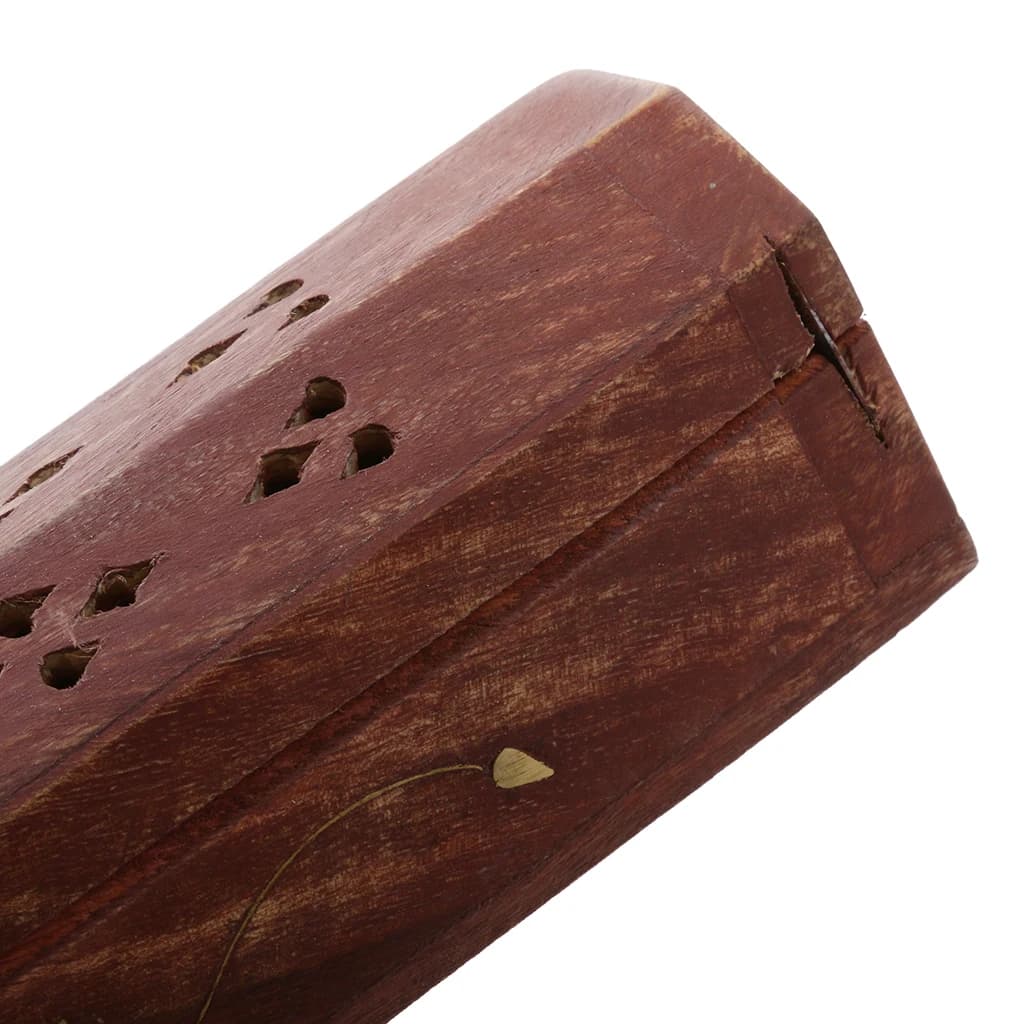 Wooden Incense Stick Holder with Storage Hand Carved Cone Ash Catcher for Spiritual Cleaning Home Use