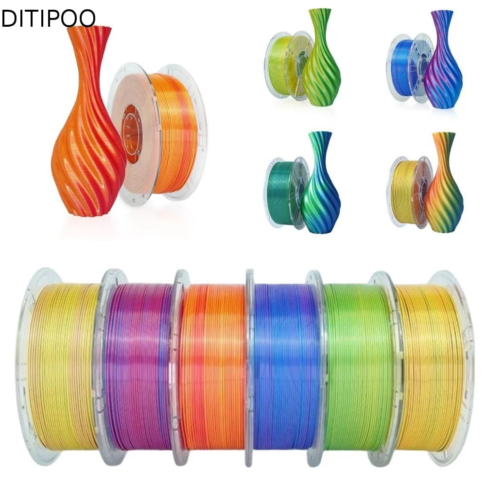 Universal 1.75mm 3D Printer Filament Rainbow Color PLA PLA Filament Smooth Shiny Strong Toughness PETG Filament 3D Printers