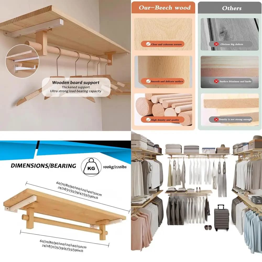 Sistemi di armadio montati con ripiani, sistema di organizer per armadio con aste per appendere, armadio da parete per camera da letto, armadio da passeggio, Soli