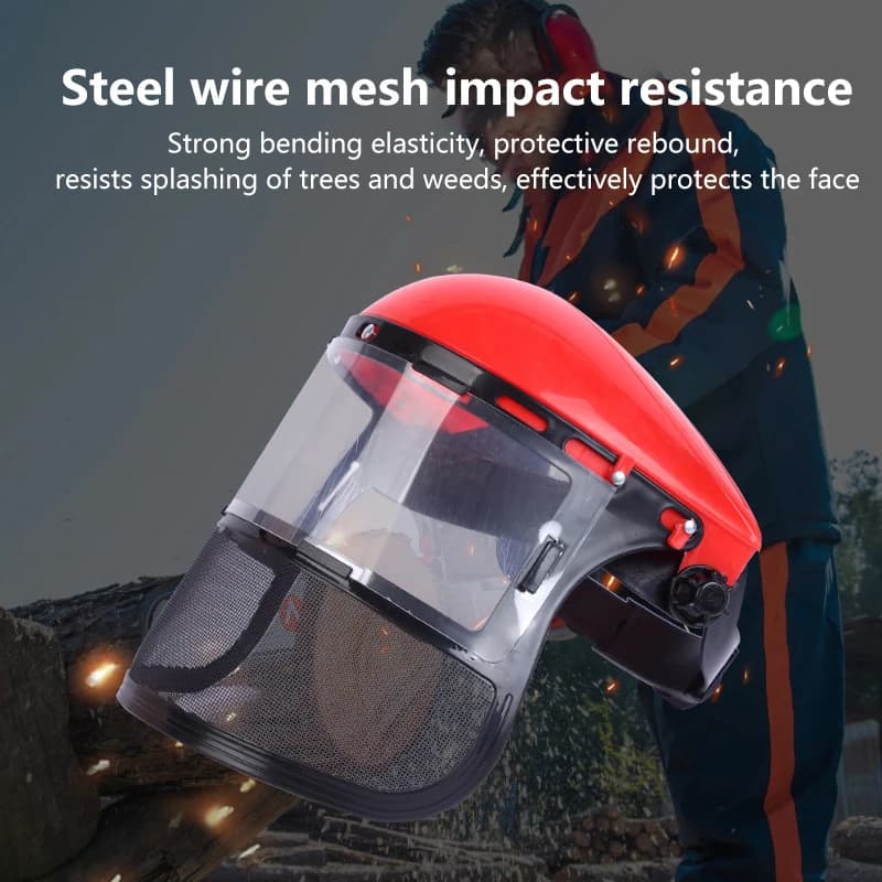 Head-Mounted PVC Safety Protective Mask Anti Splashing Anti Dust Face Screen For Grass Cutting Work Hat