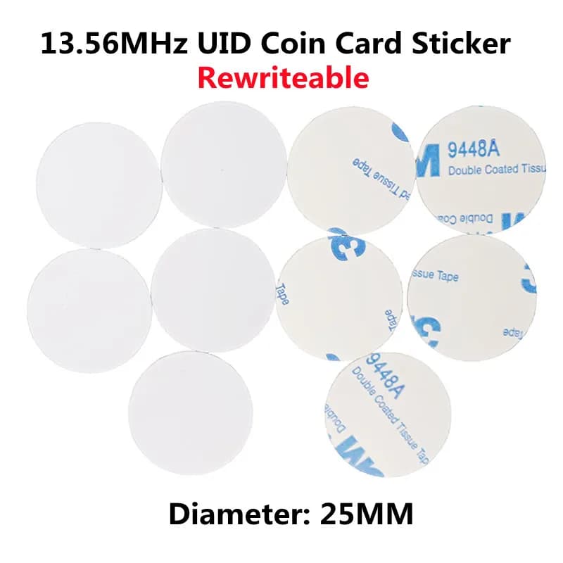 25 MILLIMETRI RFID di Controllo di Accesso Moneta Carta NFC Smart Chip Tag 13.56 Mhz Riscrivibile Copia Adesivo 1K S50 IC Distintivo UID Blocco 0 Cambia Chiave