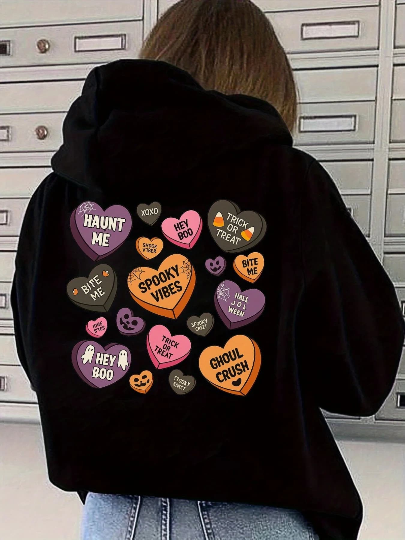 Stampa grafica di Halloween Felpe con cappuccio da uomo e da donna in puro cotone autunno e inverno Casual Outdoor Street Sports Allenamento ampio
