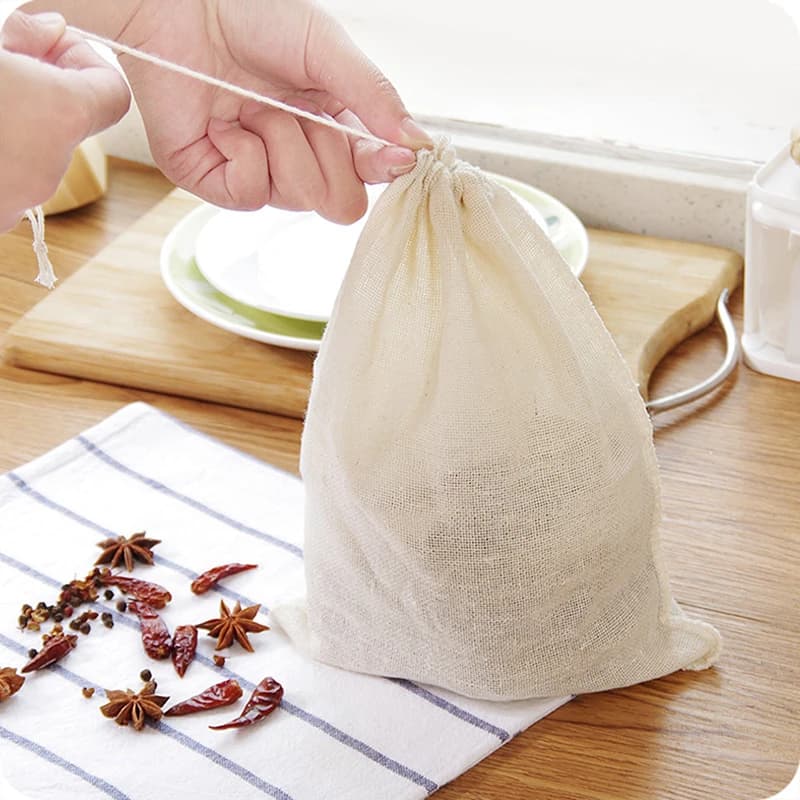 Borsa a rete Bolsa De Tela Cotone Lino Riutilizzabile Filtro alimentare Borsa a rete Noci Fagioli di latte Mussola Zuppa di pesce Cuoco bollente 26X20 cm