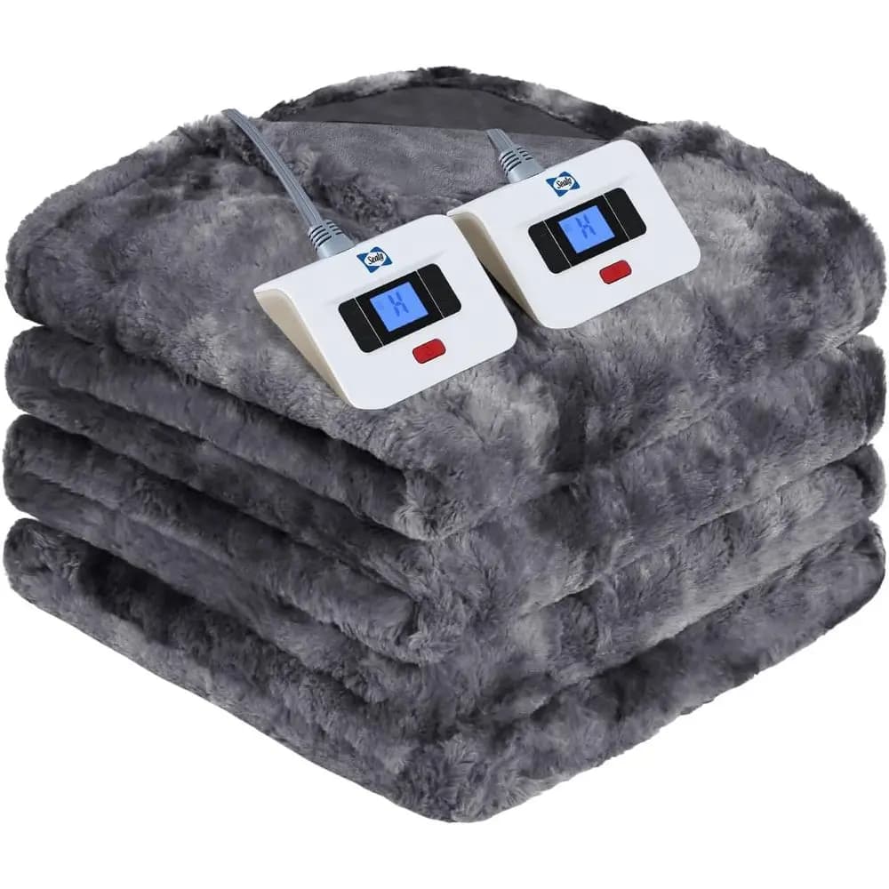 Coperta Elettrica Misura Queen, Coperta Riscaldata in Microfibra con 10 Livelli di Calore e Spegnimento Automatico da 1 a 12 Ore, Coperta Termica, h