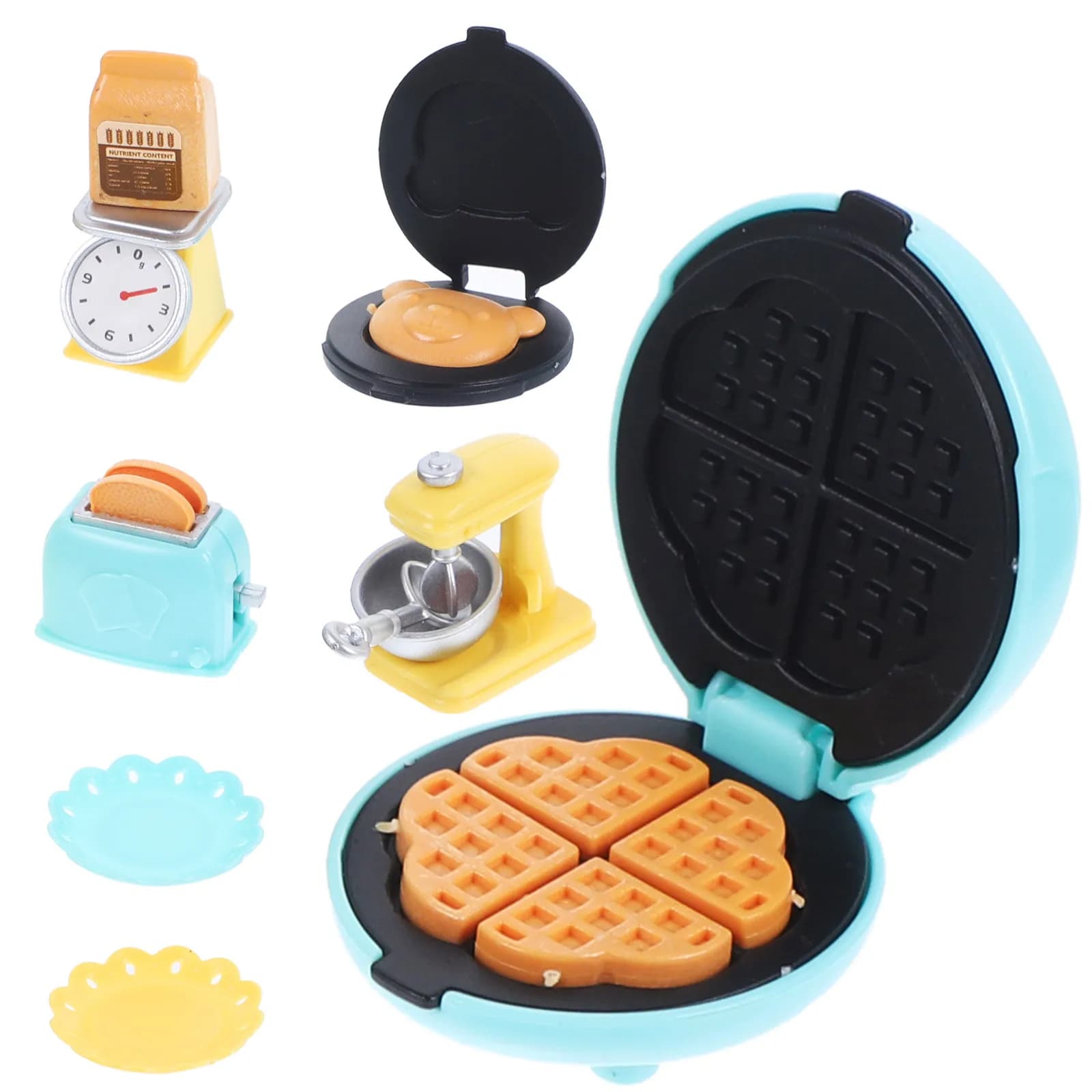 Set di 1 Mini Utensili da Cucina, Set per Simulazione di Cottura, Frullatore e Tostapane Realistici, Accessorio in Miniatura per Casa delle Bambole, Ornamento Decorativo per la Casa