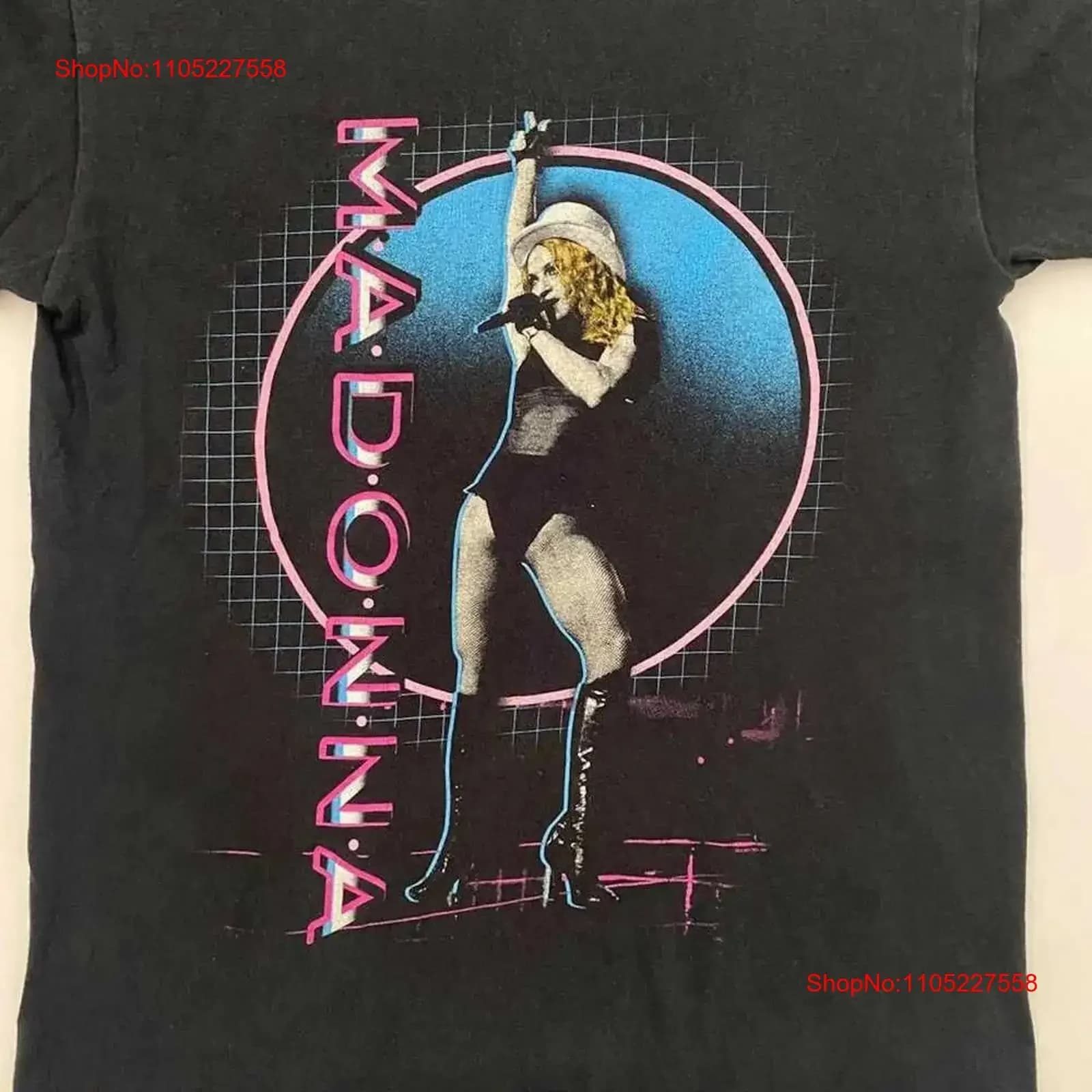 Nuova maglietta Madonna nera di tutte le taglie A337 top lavato vintage per l'uso quotidiano allungato casual traspirante elegante morbido unisex
