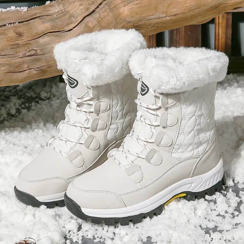 Stivali da neve invernali per viaggi all'aperto da donna impermeabili antiscivolo ispessiti caldi scarpe alte in cotone stivali con sottopiede da donna