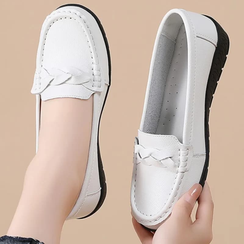Scarpe basse da donna in vera pelle moda Scarpe da infermiera nere Mocassini Ballerine Scarpe da donna Oxford Scarpe casual taglie forti Donna