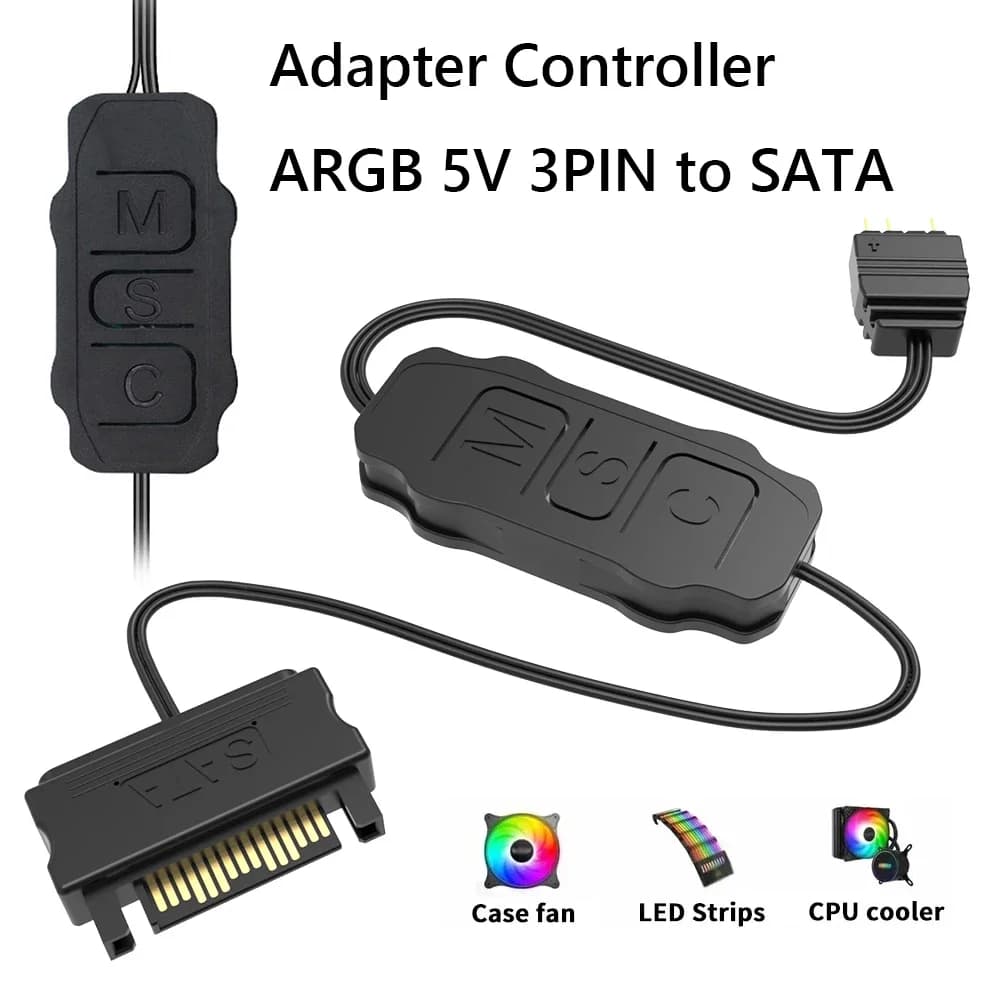 Controller ARGB 5V 3PIN ARGB 5V 3PIN a SATA ARGB Adattatore di sincronizzazione Cavo di prolunga interfaccia controller per ventola di raffreddamento Striscia luminosa