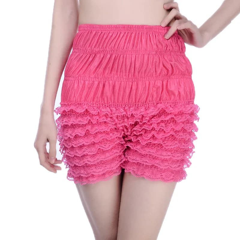 Pantaloncini di sicurezza Lolita Donna Vintage Lace Ruffles Bloomers Sottogonne Lolita Cosplay Mutandine con volant Pantaloncini da ballo Clubwear a strati