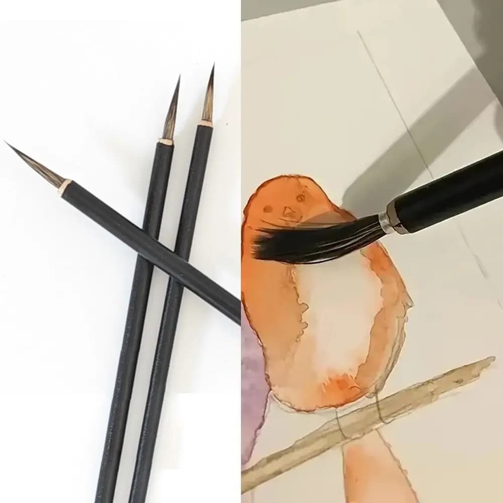 Ceramics Hook Line A Set Chinese Calligraphy Brush Mouse Whisker Fine Chinese Painting Brush Portable and Stone Badger Hair