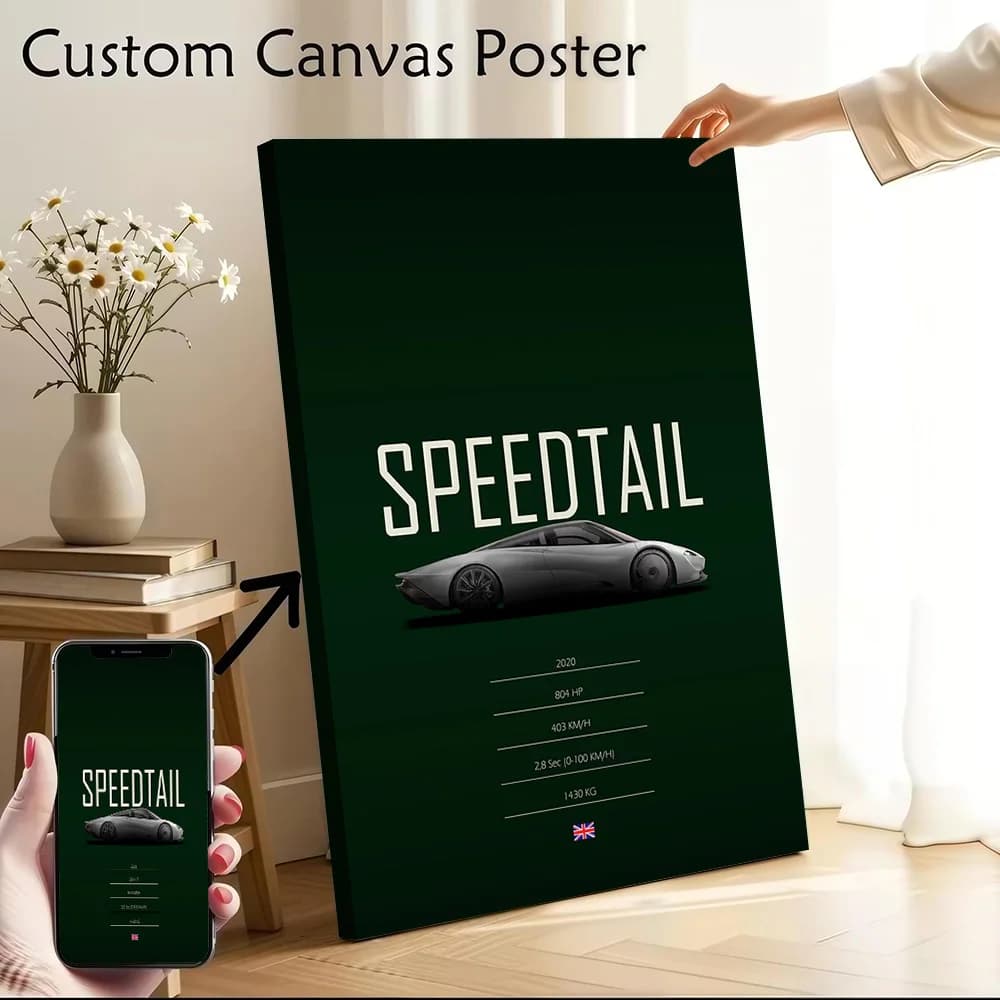 2020 Supercar Speedtail Printed Canvas Poster Custom Pictures Wall Art Canvas Painting for Decorative Picture Room Decor Frames