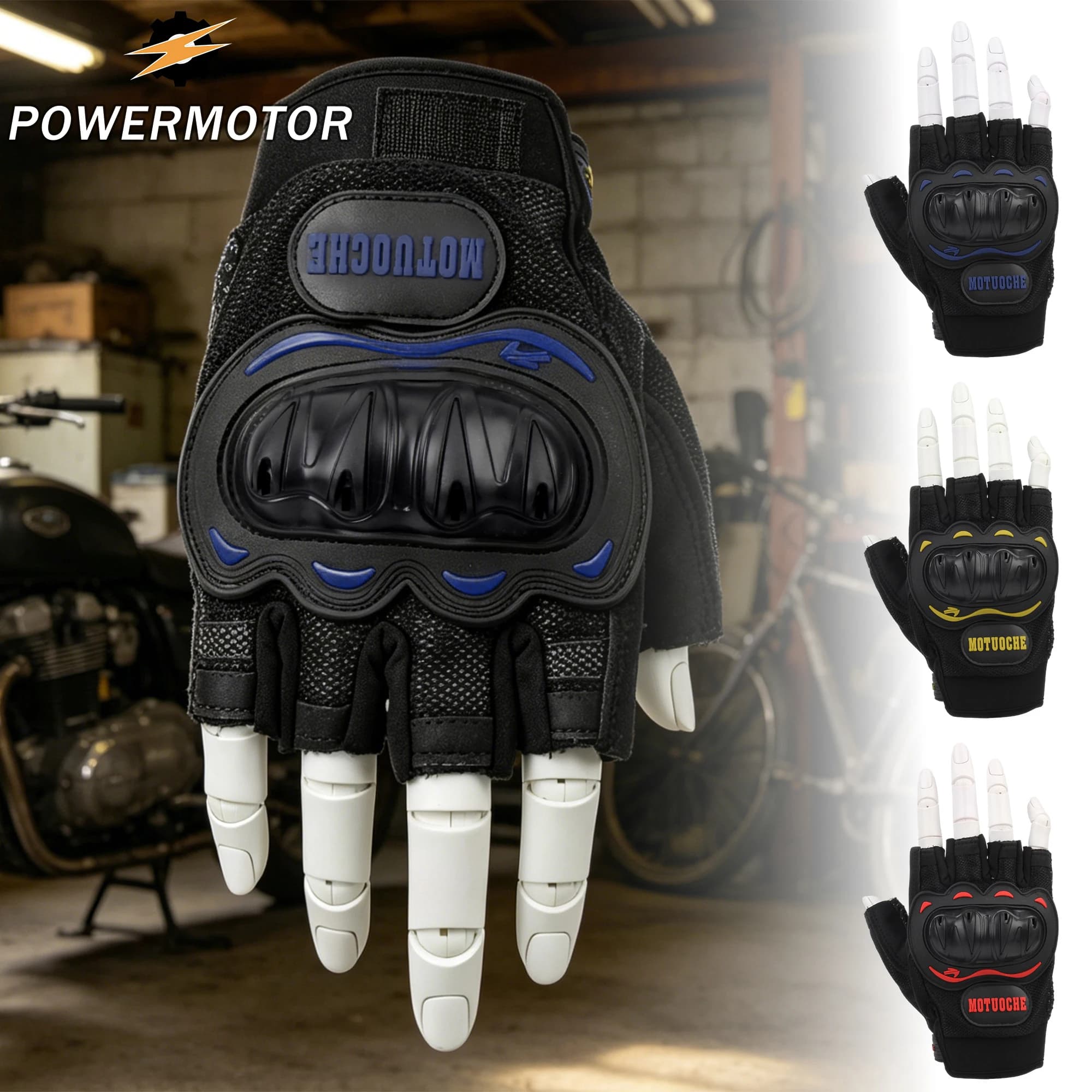 Guanti da moto Guanti da ciclismo a mezze dita Guanti da motocross da corsa fuoristrada Guanti antiscivolo e antiurto Guanti touch screen Guanti sportivi