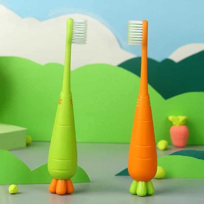 Morbido allenamento Detergente per denti Massaggiagengive Spazzolino dentale Simpatico cartone animato Kawaii Carota Strumenti per l'assistenza sanitaria Spazzolino da denti per bambini Articolo per bambini