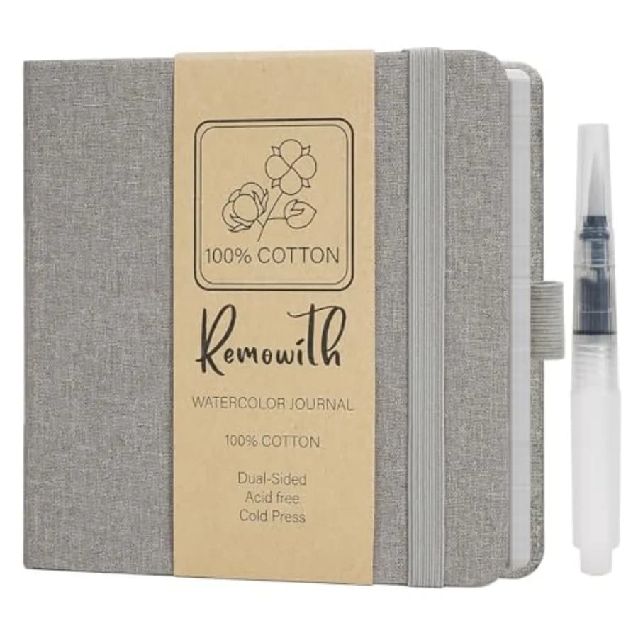 Watercolor Journal Sketchbook,"x"Sketch Books Artist Cotton Watercolor Paper Notebook, Len Cover with Tap Water Pen, 4 Sheets 1