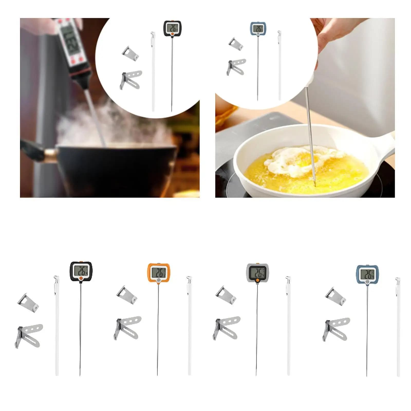 Termometro digitale per inserto per carne Termometro professionale per alimenti ad ampio raggio di temperatura per caramelle, fritte, liquidi, barbecue, cucina
