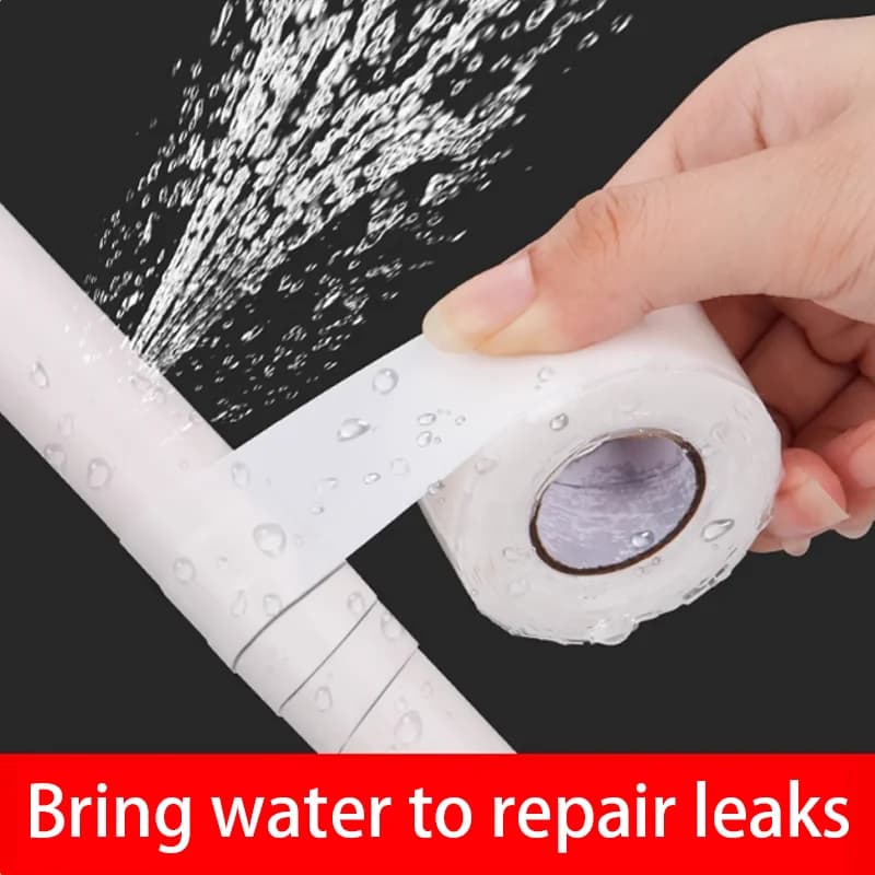 Nastro impermeabile autoadesivo bianco con resistenza alle alte pressioni e forte arresto delle perdite e riparazione arresto dell'acqua Nero 1 rotolo