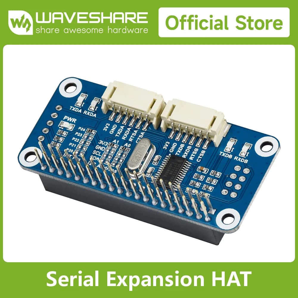 Waveshare Serial Interface Expansion HAT for Raspberry Pi Zero/Zero W/Zero WH/2B/3B/3B+ I2C Interface Provides 2-ch UART