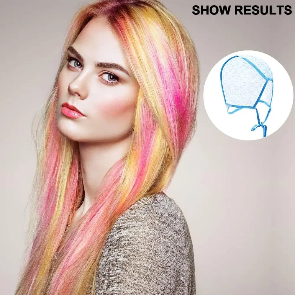 Berretto per evidenziare i capelli blu con uncinetto in plastica Berretto per colorare i capelli riutilizzabile Strumenti per acconciature Tintura per capelli Parrucchiere