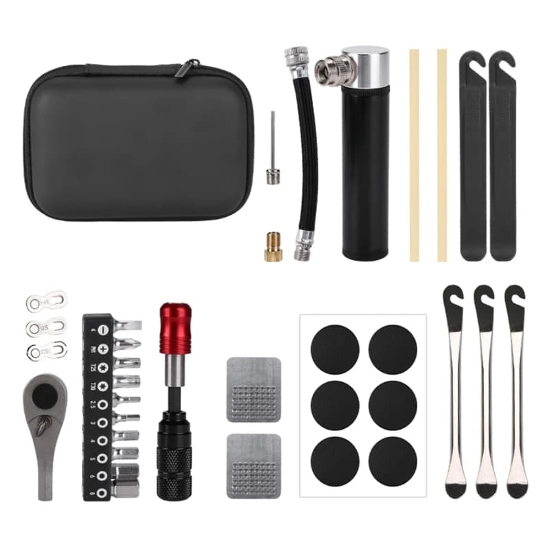 Mini Pump Bike Service Set with Tire Levers and Carry Case for Tire Repair, Daily Use, Travel Storage and Regular Bike 69HD