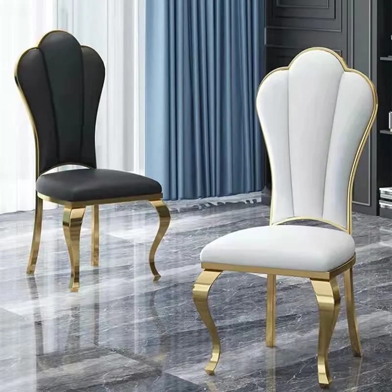 Sedie da pranzo in pelle creativa Gambe dorate Appartamento in metallo Sedie da soggiorno alla moda Attesa Relax Silla Articoli per la casa pieghevoli