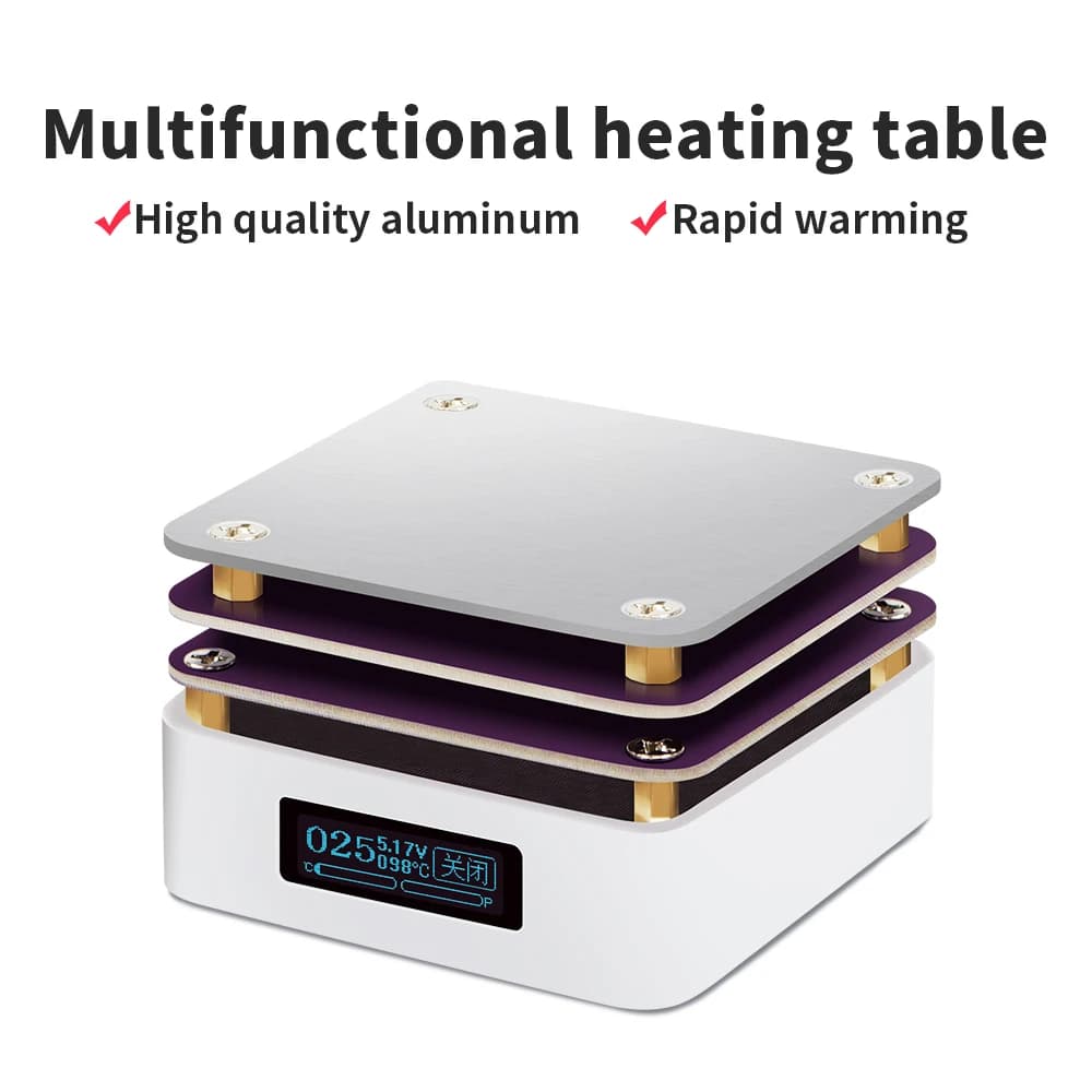 Mini heating table at constant temperature adjustable type-C welding plate USB heating table repair tools Digital display 65W 20V