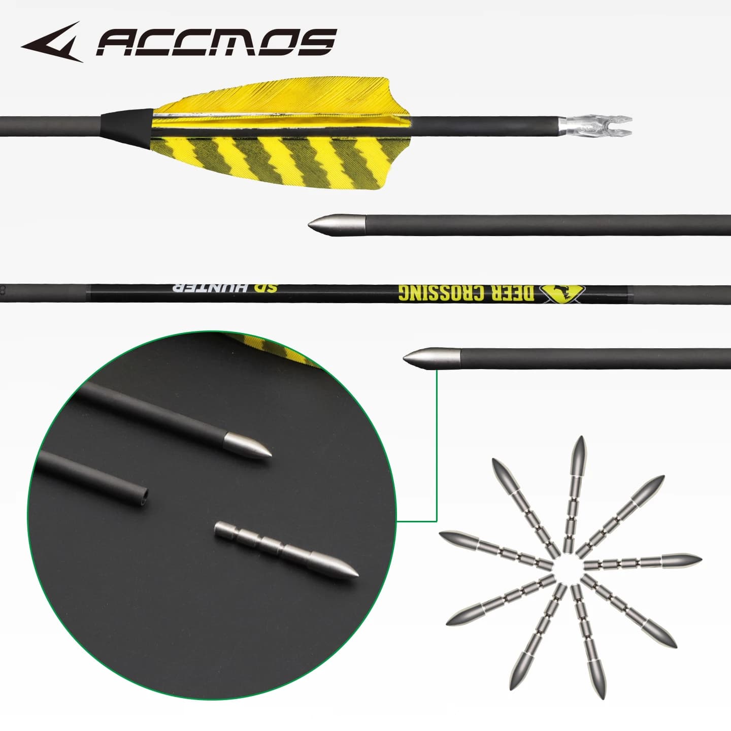 4.2mm ID Pure Carbon Arrows Straightness 0.003 Archery Shaft with Real Feathers Spine 250-1000 Hunting & Target Practice Arrow