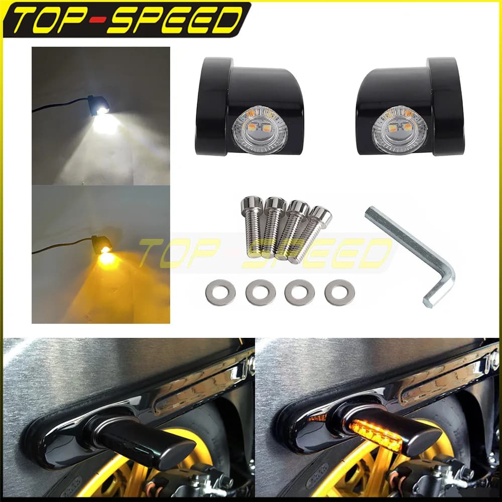 Luci a LED 12V DRL universale moto posteriore ambra indicatore di direzione per Buell Kawasaki Harley Honda Dirt Street Bike Dual Sport