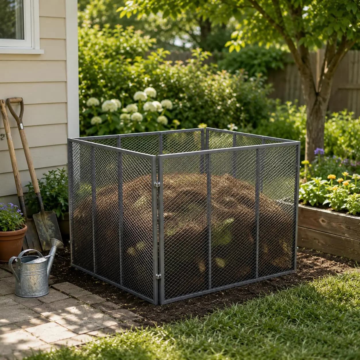 Large Outdoor Compost Bin, 172 Gallon Metal Wire Mesh Composter, Rust-Proof Coating Square Garden Compost Bin Easy to