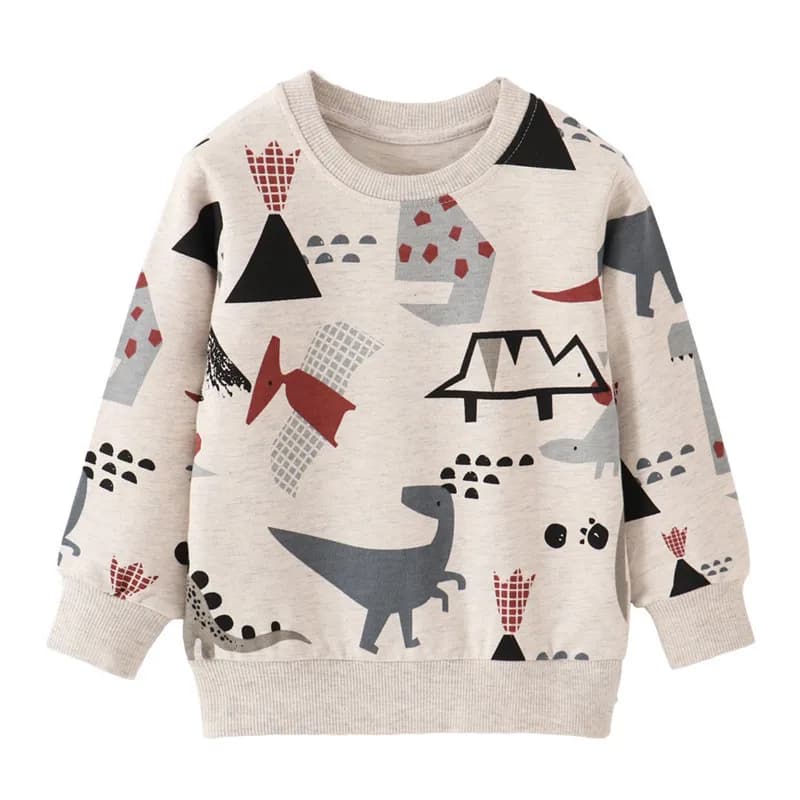 New Arrival Dinosaurs Print Long Sleeve Boys Sweatshirts 2-7T Kids Hooded Autumn Spring Children's Top Baby Clothes Sport Shirts