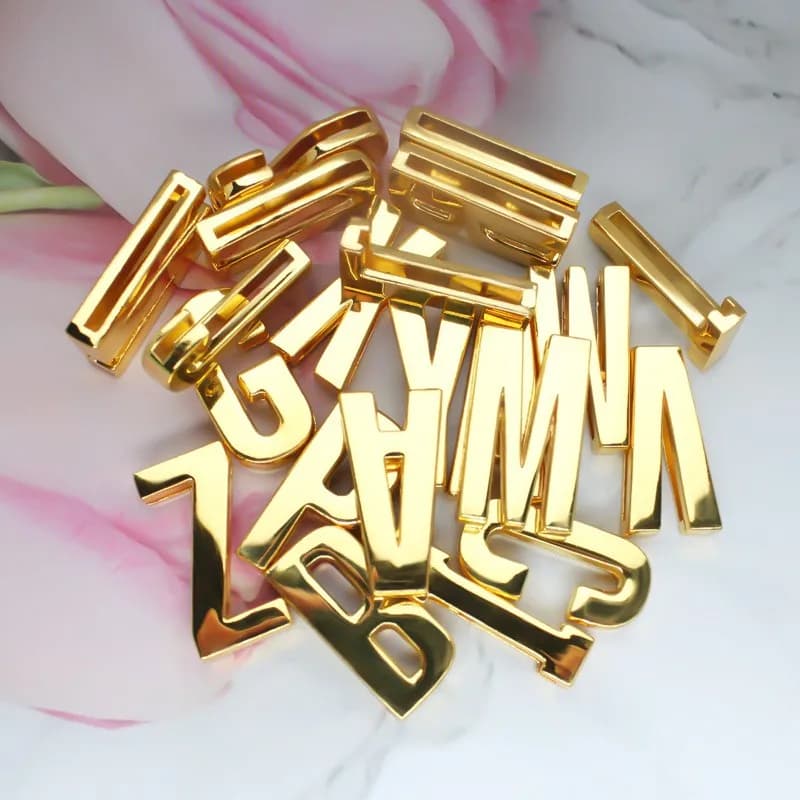 10pc Hole 30mm Slide Letter Plain Golden Color English Alphabet A-Z Fit DIY Wristband Bracelet Pet Collar Jewelry Making