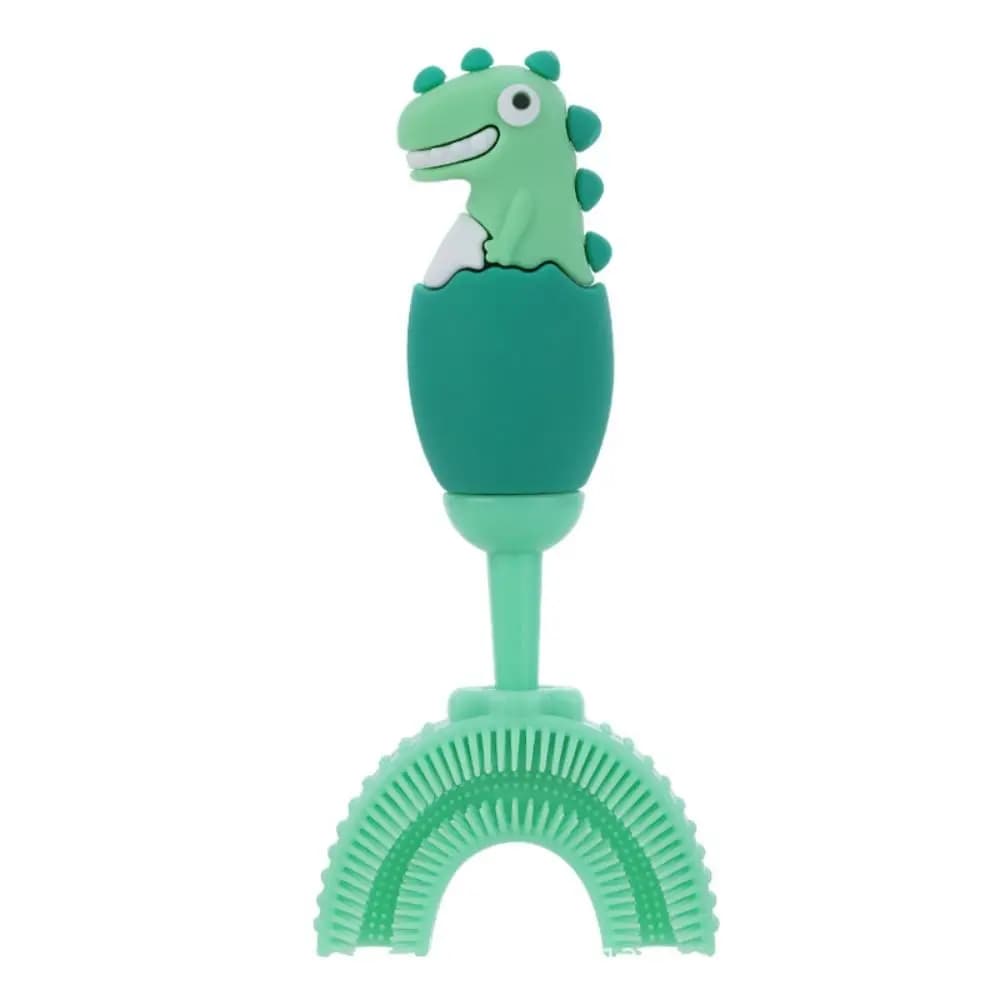 Spazzolino da denti per bambini con dinosauro da 360 gradi Pulizia profonda Spazzolino da denti morbido a forma di U Massaggiagengive in silicone Pulizia dei denti per bambini Ragazzo Ragazza
