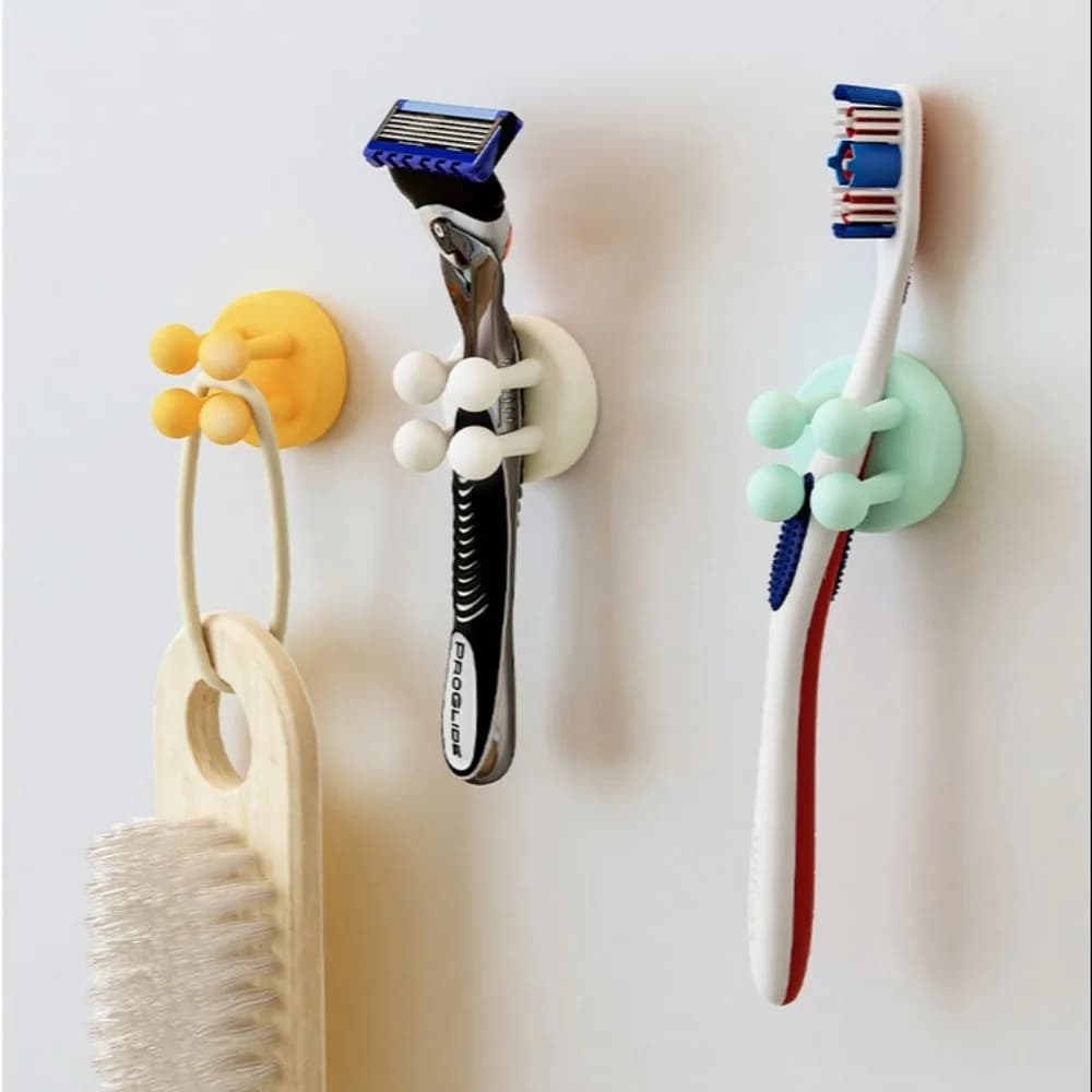 Organization Silicone Toothbrush Holder Self Adhesive Multifunctional Plug Holder Sticky Strong Hook Hanging Key