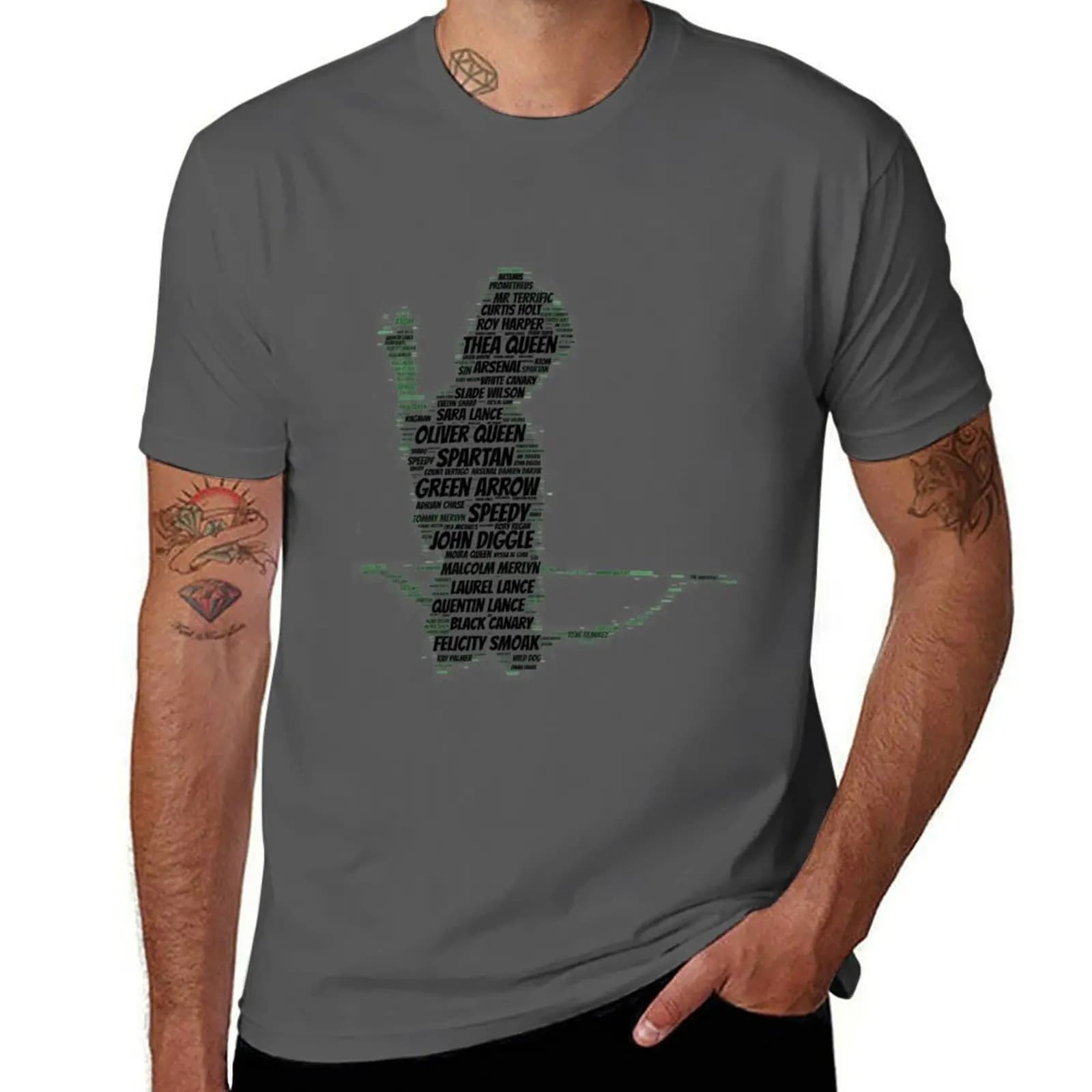T-shirt con grafica Arrow Word Art, camicia a maniche corte semplice per uso quotidiano