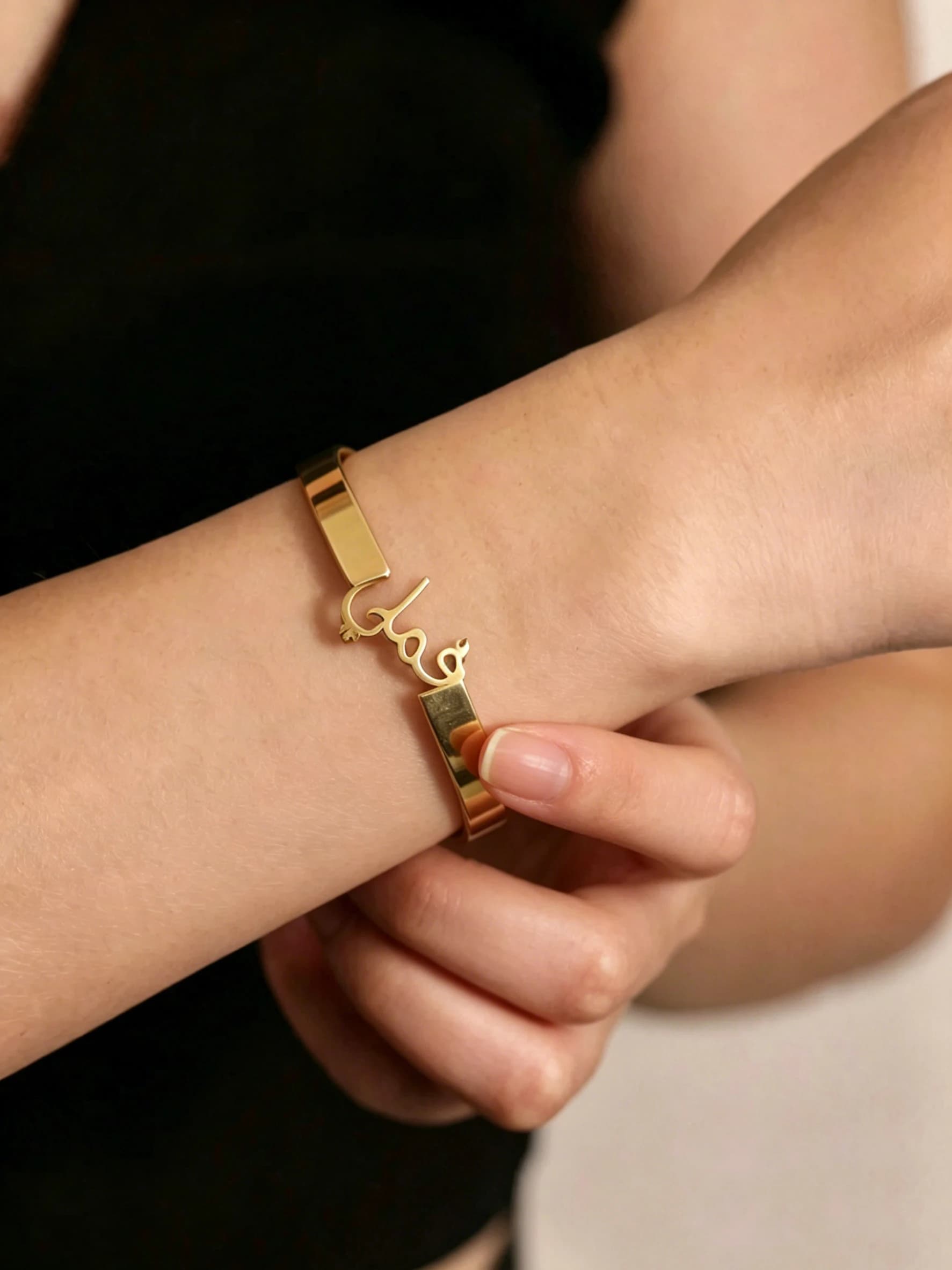 Bracciale con ciondolo personalizzato con nome, gioielli in acciaio inossidabile per donna, bracciale aperto, regali personalizzati per mamma, fidanzata