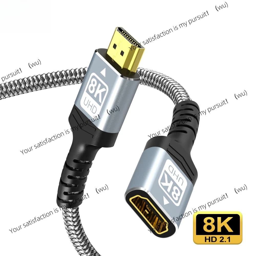 HDMI 8K compatible extension cable, male-female adapter, 4K at 120Hz 8K at 60Hz 2.1 48Gbps, compatible with PS5, PS4, TV PC, Blu-ray