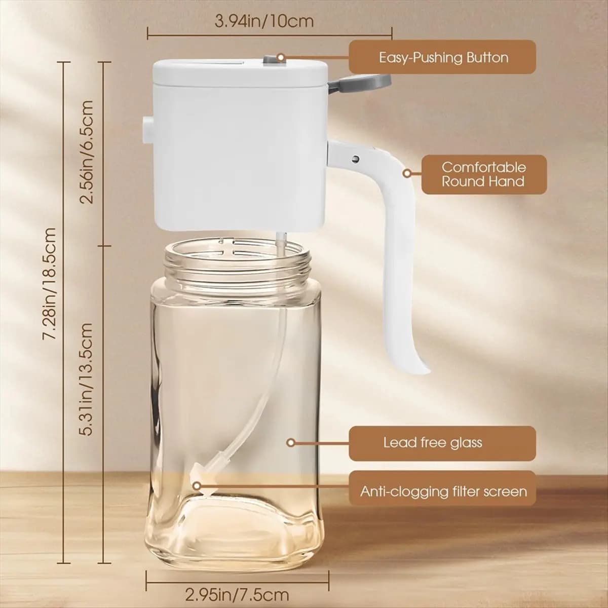 New Supplies 2-in-1 Olive Oil SprayBottle 16.9oz/500ml - 2-in- Gadget Olive Oil Dispenser, Suitable for Air Fryer