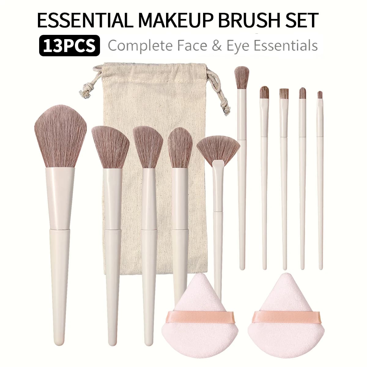 13Pcs Makeup Brush Set Triangle Powder Puff With Storage Bag Face Eye Cosmetic Brushes For Foundation Blush Eyeshadow Beauty Too