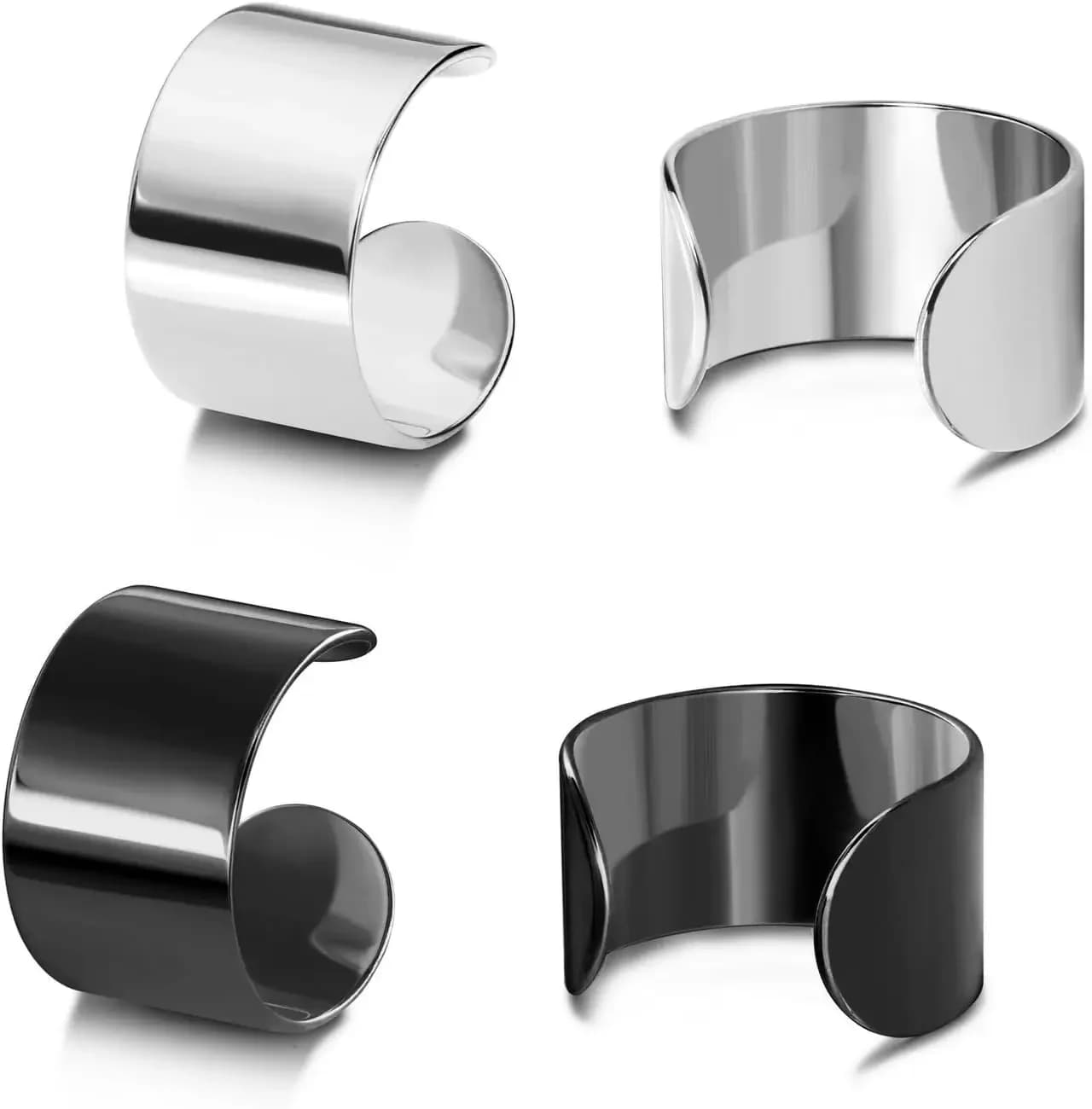 Orecchini a Clip in Acciaio Inossidabile, Ear Cuff per Cartilagine, Stile Punk, per Donne e Uomini, Senza Piercing, Regolabili