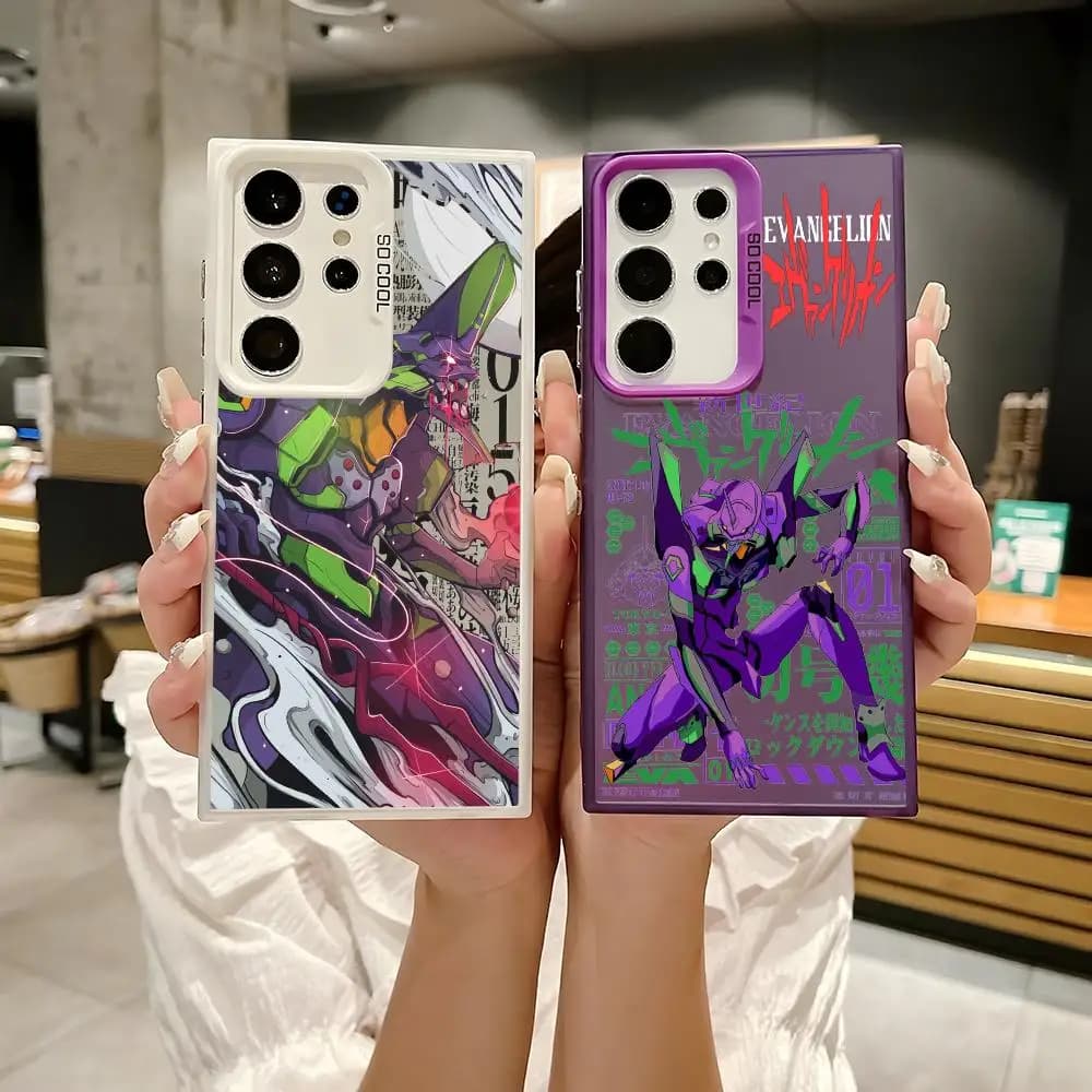 Anime E-Evangelion 01 Phone Case for Samsung Galaxy S25 Edge S24 S23 S22 S21 S20 Ultra, Silicone Colored Silver