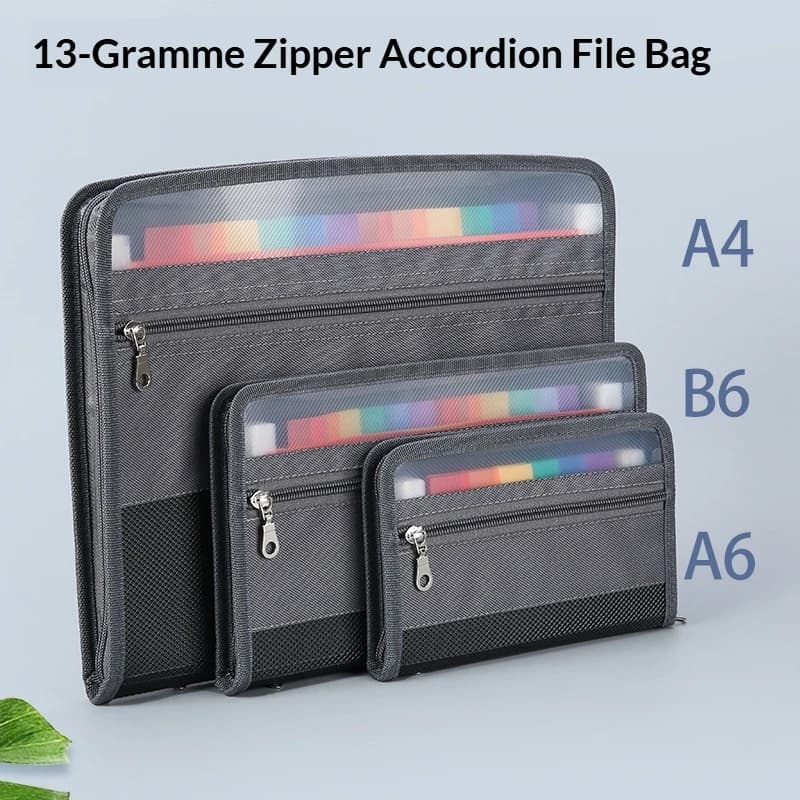 A4 A6 B6 File Folder 13 Pockets Double Zipper Large Capacity Document Organizer Bag For Office Paper Receipt Storage