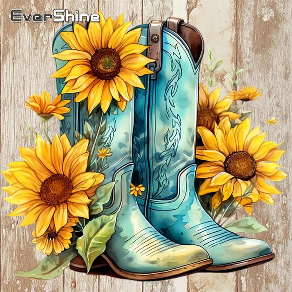 Evershine Modello di scarpa con pittura diamante fai da te per adulti Principianti Paesaggio Diamante Mosaico Girasole Kit artigianale Regalo per bambini