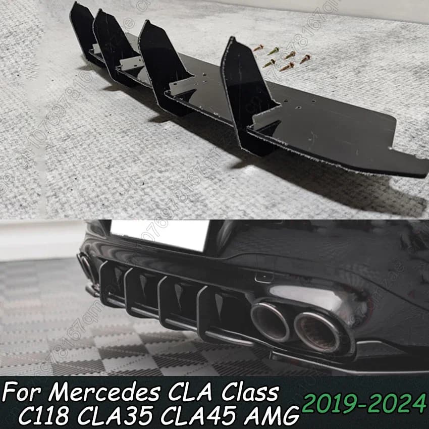 Per Mercedes Benz Classe CLA C118 CLA35S CLA45S AMG 2019-2025 ABS Nero Paraurti Posteriore Lip Diffusore Spoiler Splitter Canard Body Kit
