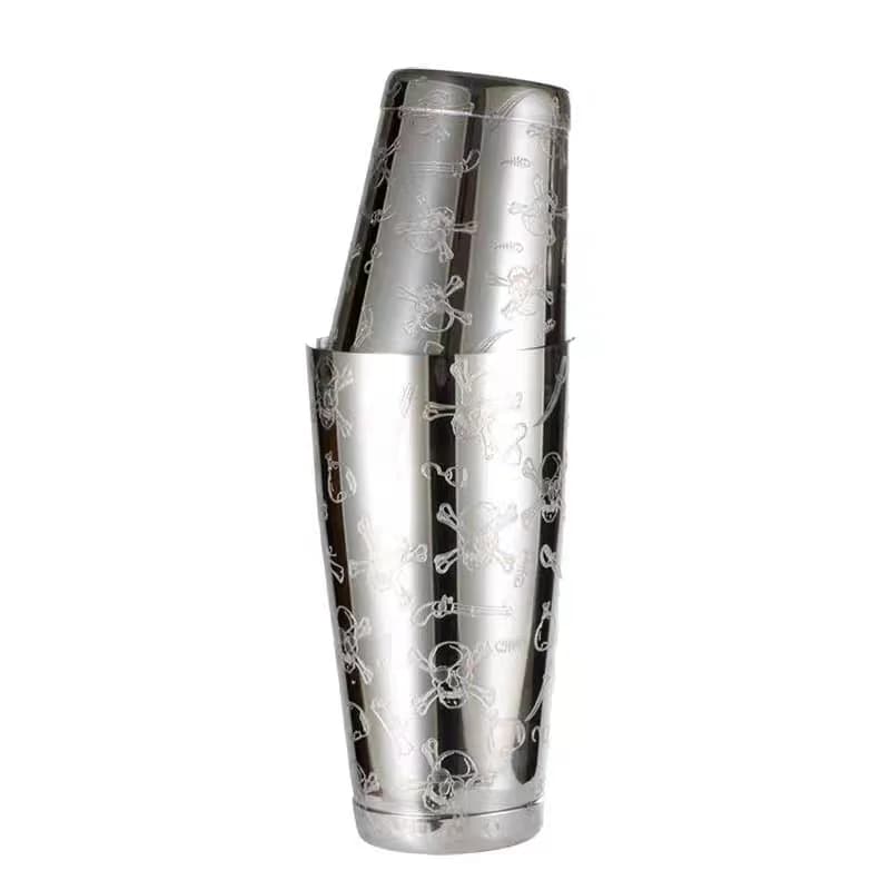 500 ml/800 ml incisione teschio cocktail in acciaio inossidabile Boston Bar Shaker Bar Tools Barware