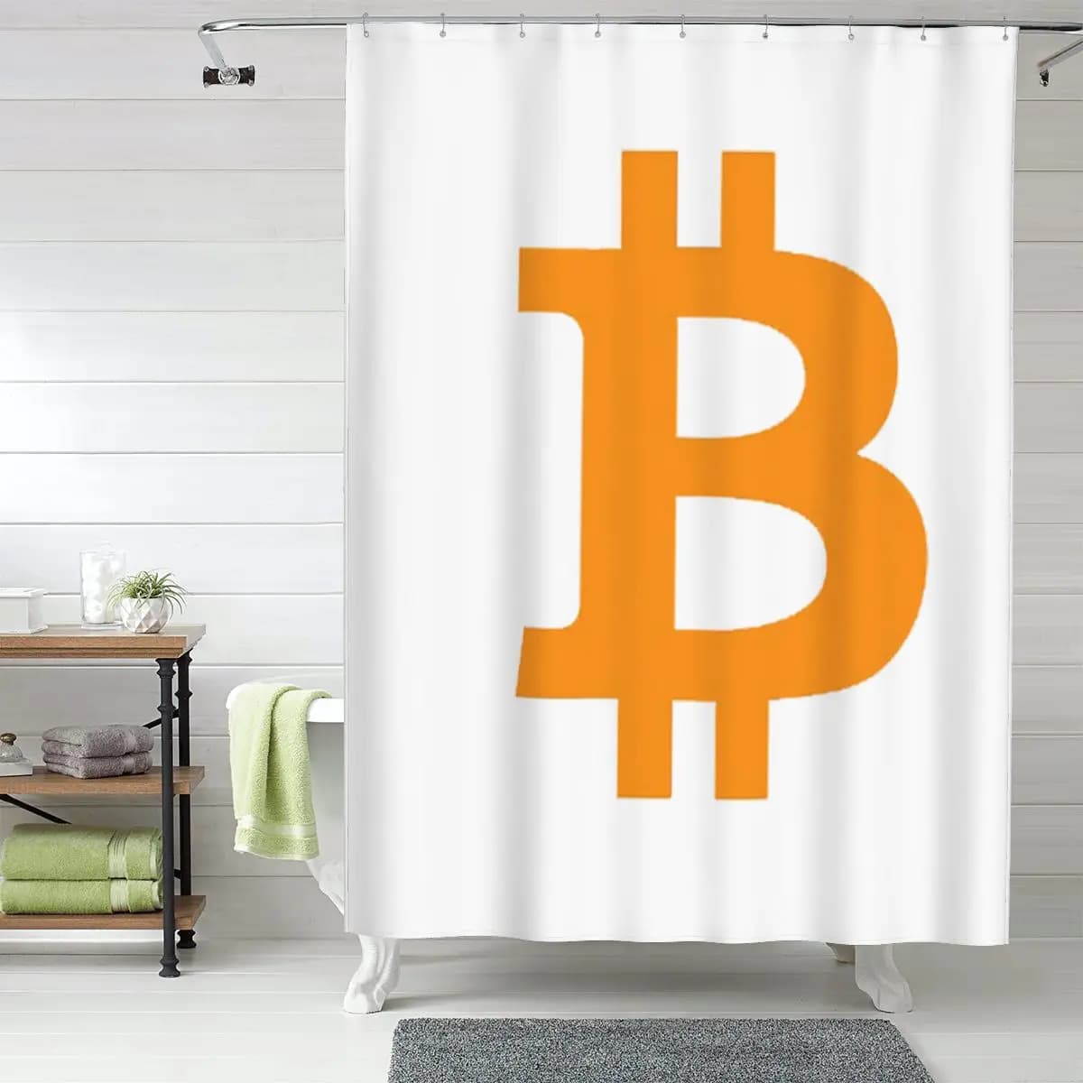 Tenda da doccia con logo Bitcoin, tende da bagno impermeabili in poliestere con ganci