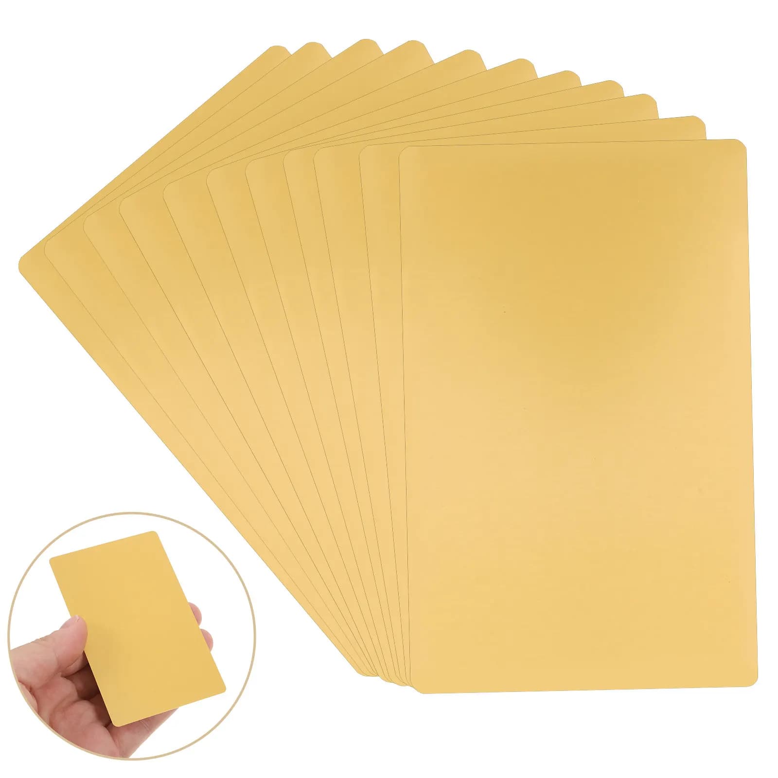 50Pcs Metal Business Cards Blank Aluminum Name Card Gold Finish Multipurpose Engraving Plaque Plates for Sublimation DIY