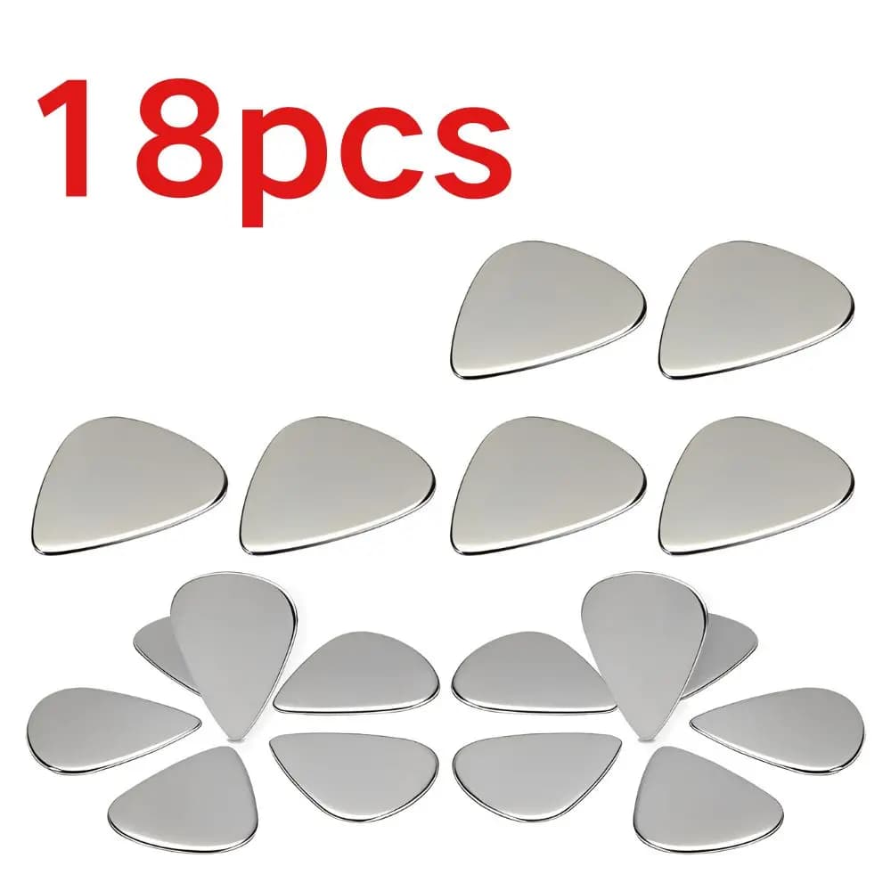 18‑Pack 0.3mm Stainless Steel Guitar Picks, Metal Plectrums for Electric Guitar Bass Ukulele for Beginners Professionals