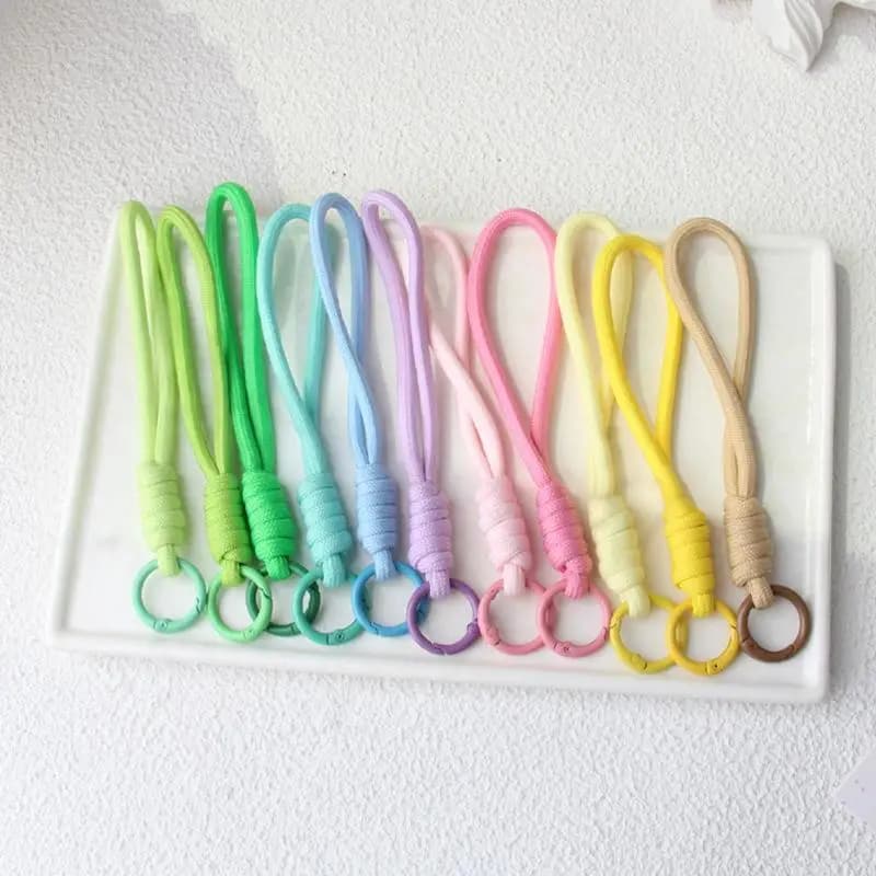 5pcs/lot Colorful Braided Keychain Mobile Phone Lanyard Anti Lost Knot Rope Strap Key Ring Men Women Car Key Holder Accessories